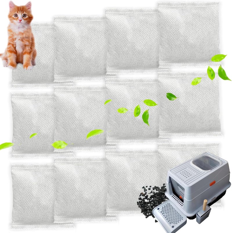 PurifyLogix 12 * 43g Larger Bag Activated Charcoal Odor Absorber Bags for Stainless Steel Litter Box with Lid, Natural Coconut shell Charcoal Bags, Absorb Odors/Control Damp from Pets/Keep Home Fresh - Image 1